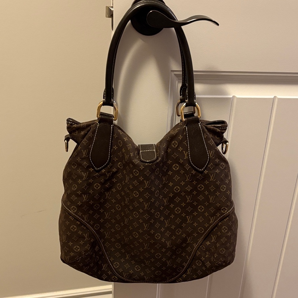 Louis Vuitton Brown Monogram Canvas Shoulder Bag with Black Handles - Picture 9 of 12